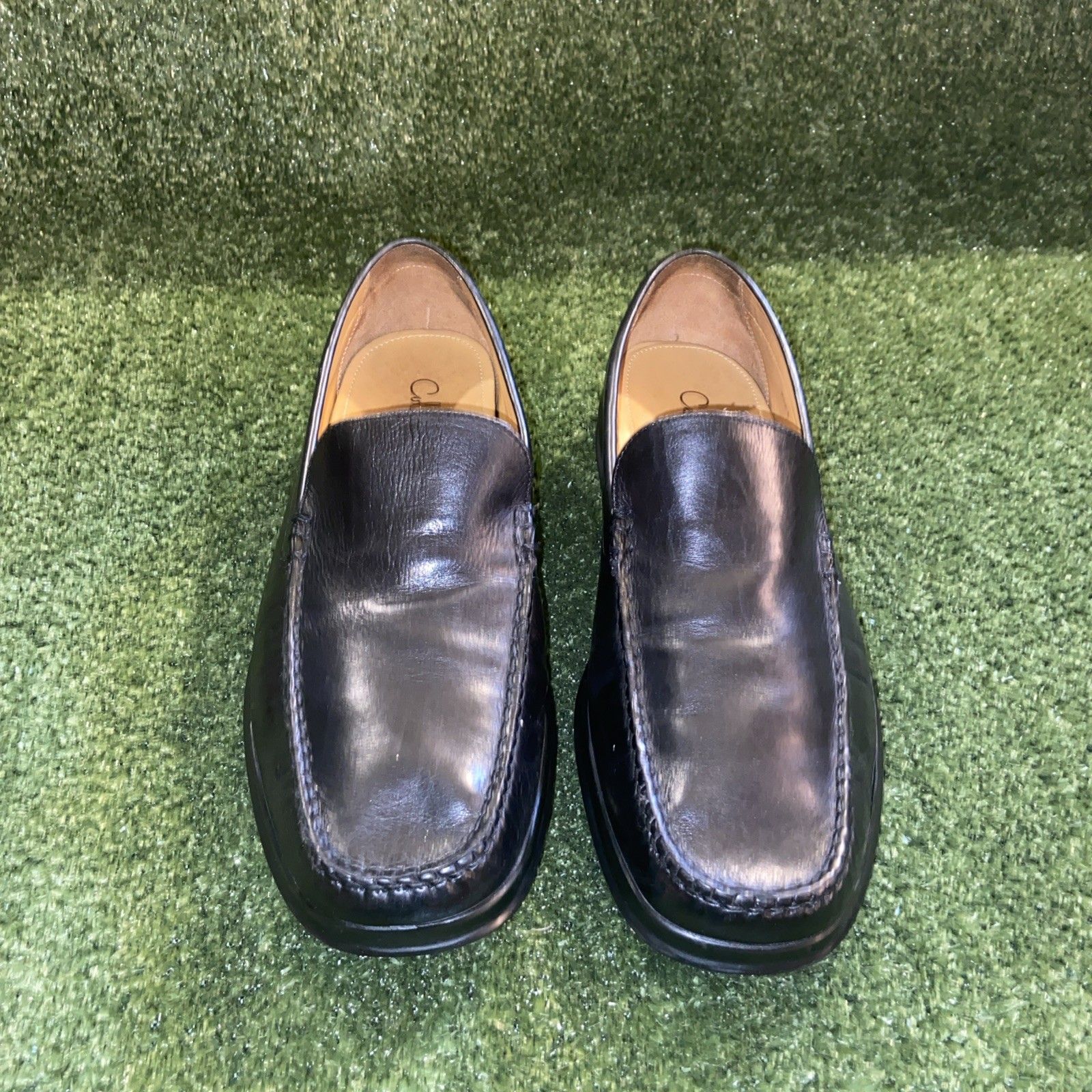 Cole Haan Moc Toe Loafers Shoes Mens Size 8.5 Black Leather & Nike Air Soles